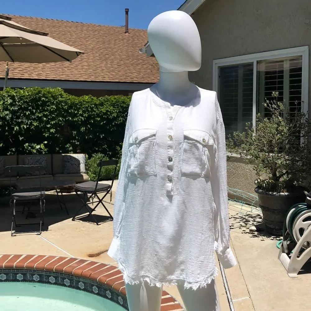 Free People White “Talk to Me” Blouse Sz Sm/P